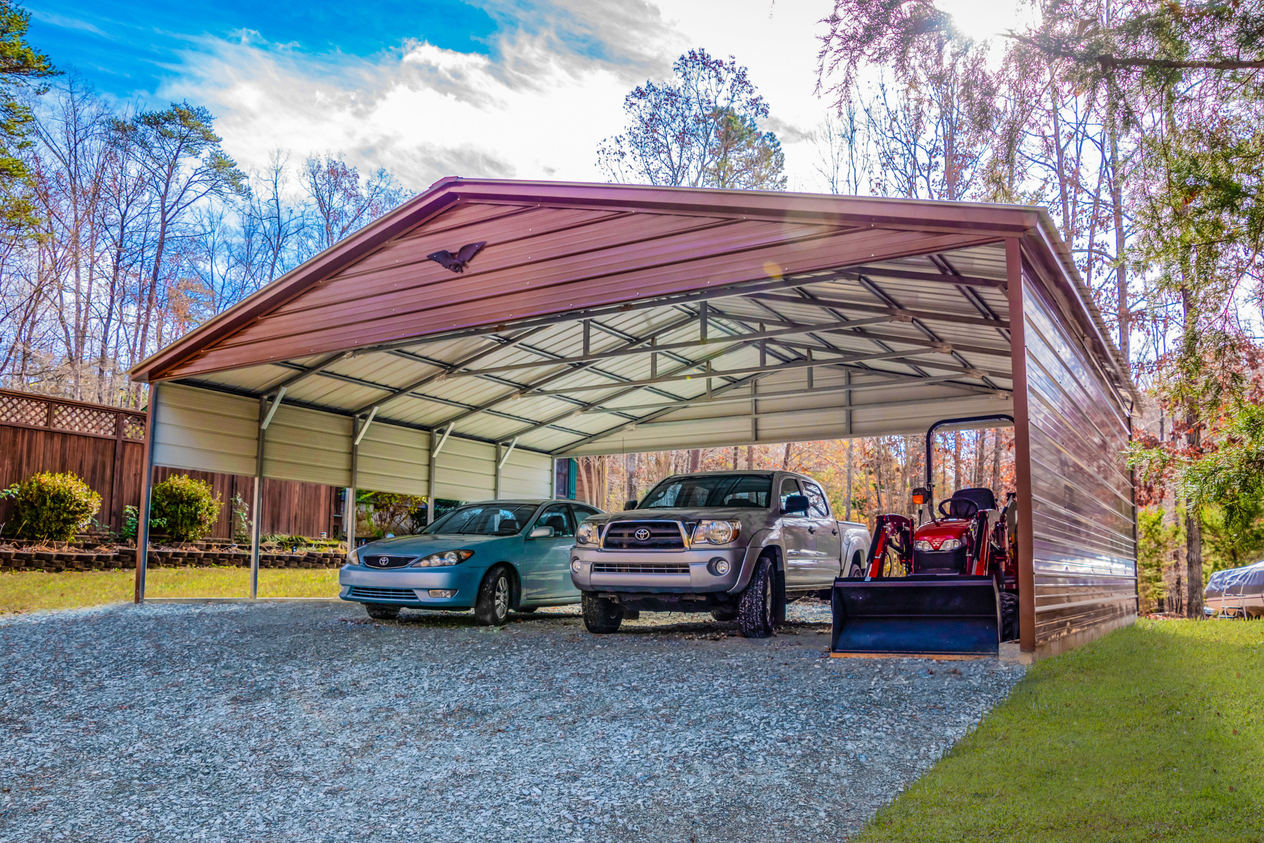 30x25x8 Triple Wide Carport with a Vertical Roof - Village Carports